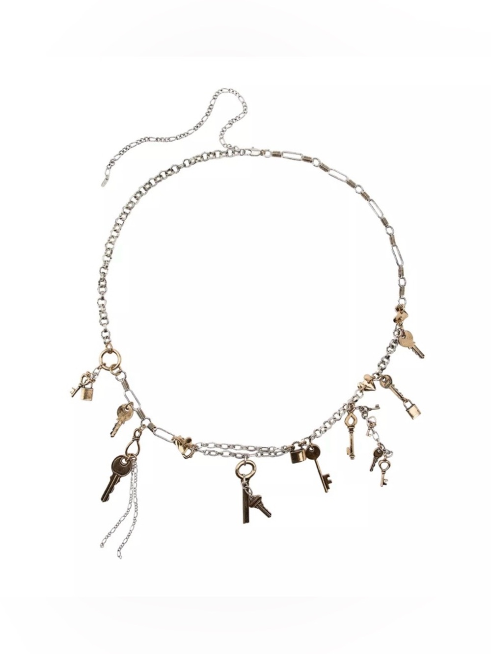 ZARA COMBINED METAL KEY CHARM BELT
34 (US 34) | GOLD / SILVER NWT